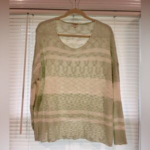Oversized striped sage green sweater.